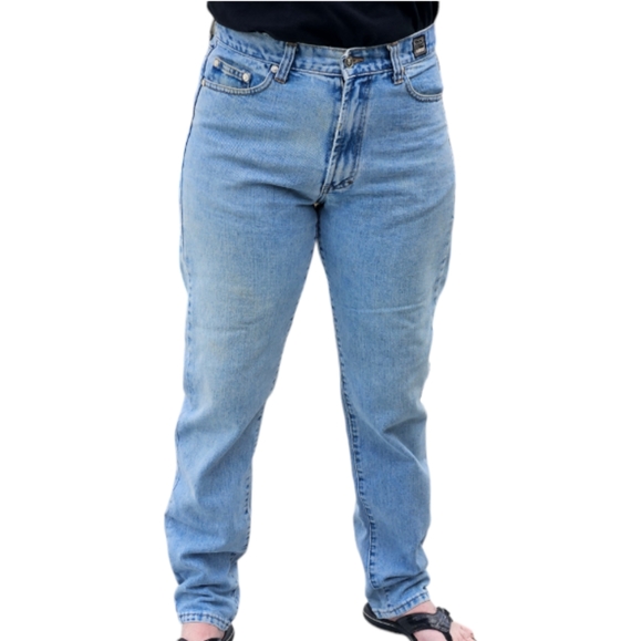 Vintage Versace Couture Jeans Medusa Head High Waist Size 32 44 Light Wash Mom - Picture 2 of 16